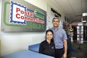 Postal Connections franchise owners Bhavin and Shraddha Patel.